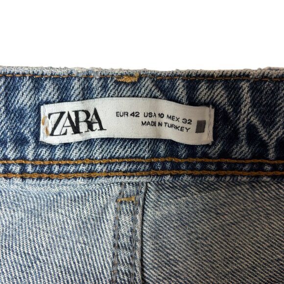 Zara High Rise Button Fly Blue Jeans - Picture 7 of 8